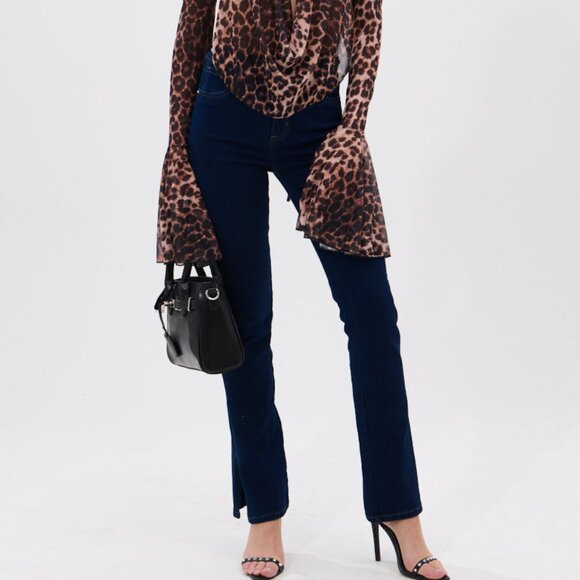 NWT AKIRA THE CORSET WAIST FLARE DENIM Size Large FREE SHIP - Picture 1 of 9